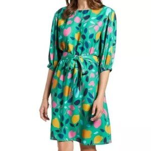 Halogen Floral Tie Waist Half Sleeve Dress, Large